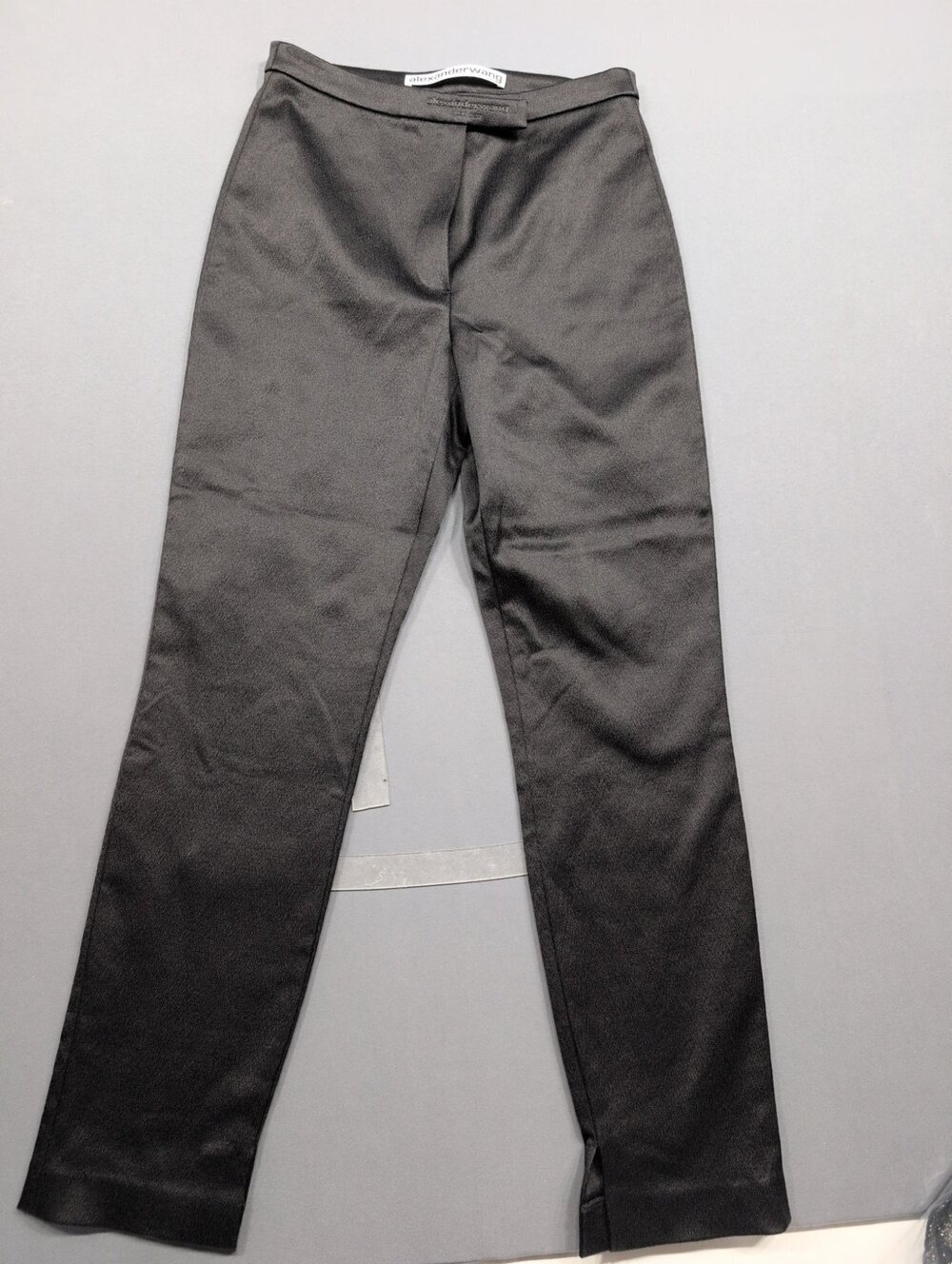 Alexander Wang Women's Sz 4 Gray Satin Slim Trousers Pants